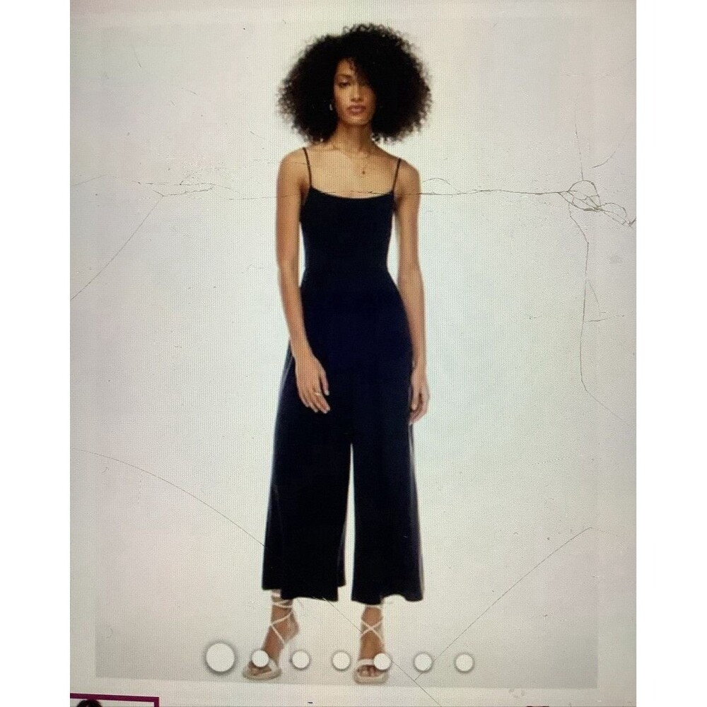 Babaton Black Wide Leg Jumpsuit Square Neck Strappy Sleeveless Zip Women 8